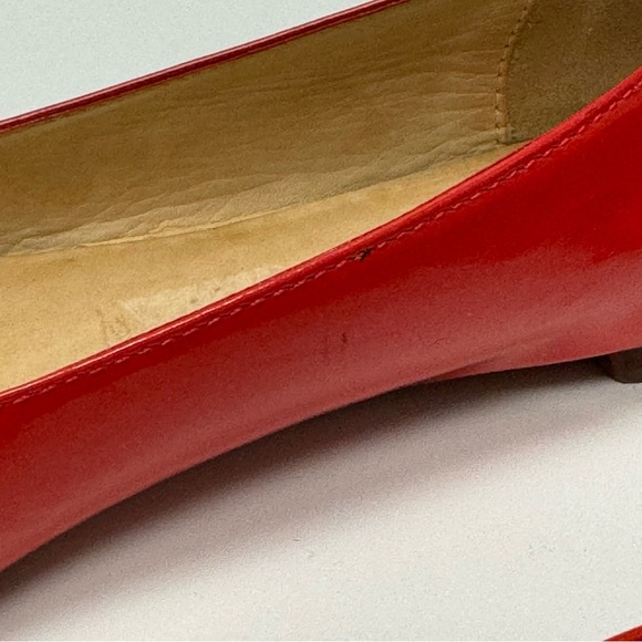6 - Vintage Kade Spade Red Flats with a Pink Bow & Gold Stud - Picture 5 of 8